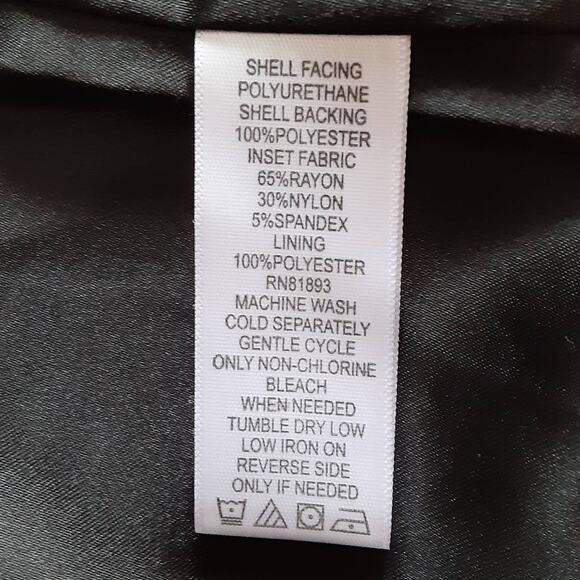 Denim & Co Womens M Black Leather Jacket Zip Front Slim Biker Jacket Mob Wife - Picture 6 of 10